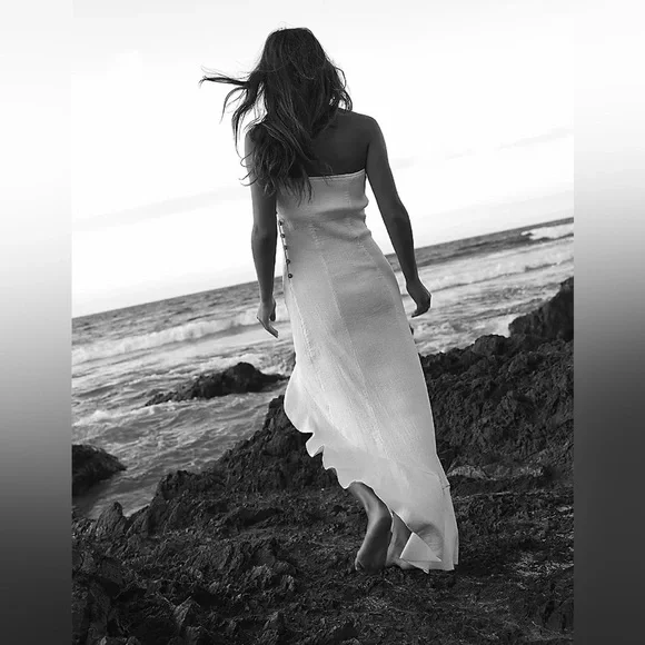 NWOT FREE PEOPLE Made Me Blush Midi Dress In White MSRP $98 Size M - Picture 4 of 11